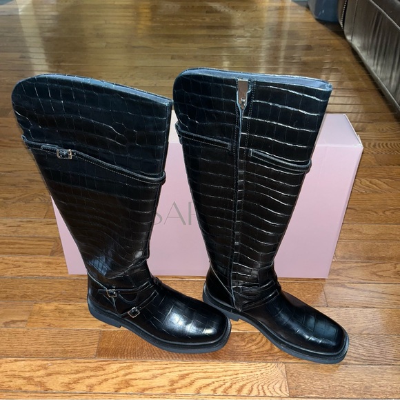 SARTO By Franco Sarto Ainsley Knee High Boot Black Croc Print Women’s Size 8 - Picture 2 of 15